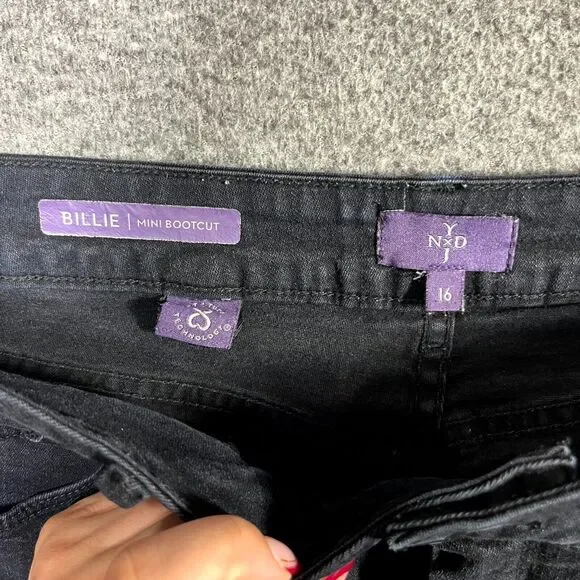 NYDJ Billie Mini Bootcut Jeans Size 16 Black Mid Rise Stretch Lift Tuck Mom Prep - Picture 3 of 10